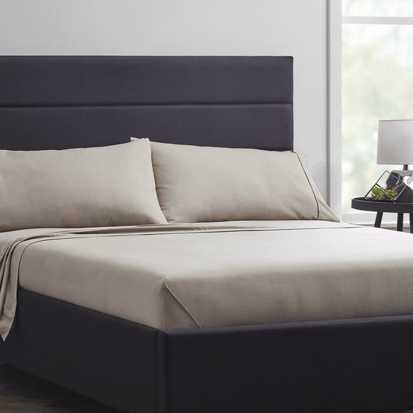 English Elm Weekender 600 TC Cotton Rich Sheet Set Split Cal King with Deep Pockets Wrinkle-Resistant Blend Sandstone B350P394965