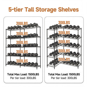 English Elm 4 Tier Carbon Steel Wire Shelving Unit 1200 Lb Capacity Garage Pantry Organizer W5386P480988