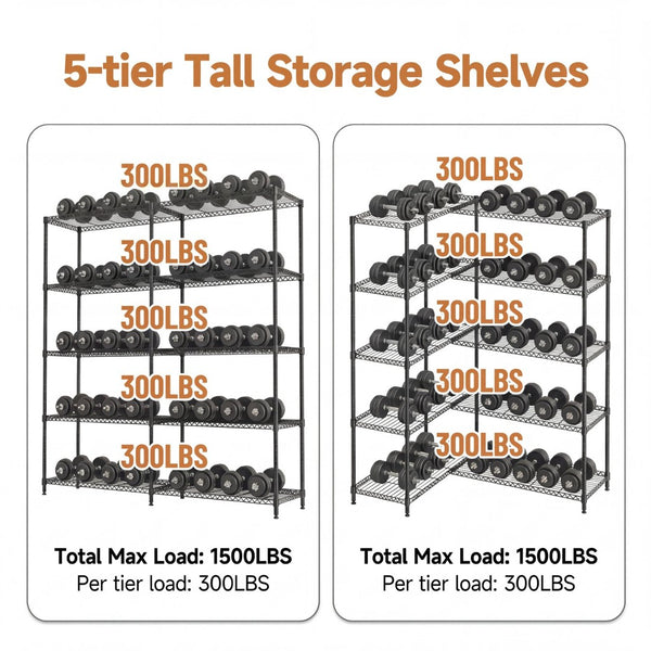 English Elm 4 Tier Carbon Steel Wire Shelving Unit 1200 Lb Capacity Garage Pantry Organizer W5386P480988