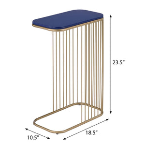 English Elm Blue Blue and Gold C-Table with Metal Base, Modern Airy Side/Laptop Stand, Vibrant Sleek Accent Piece B062P186481