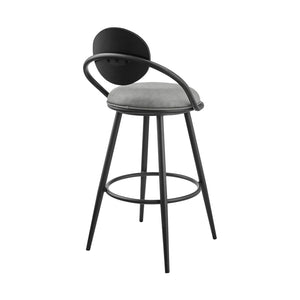 English Elm Lacey Swivel Barstool Matte Iron Base Faux Leather Seat Mid-century Kitchen Bar B2736P464811