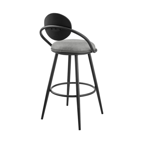 English Elm Lacey Swivel Barstool Matte Iron Base Faux Leather Seat Mid-century Kitchen Bar B2736P464811