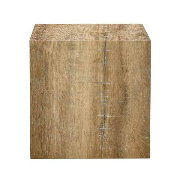 English Elm Elevate Any Room with a Cube Mdf Side Table Featuring Light Wood Grain Texture W1151P187996