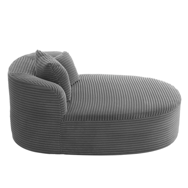 English Elm Modern Chaise Lounge Sofa oversized corduroy chaise with high-density foam, spring support & pillows Gray N719P329129E