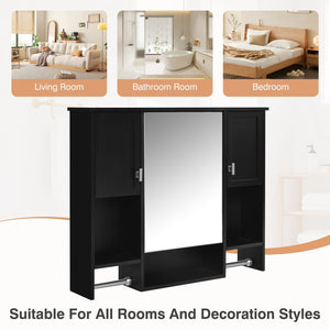English Elm 35'' Stylish Wall-Mounted Bathroom Storage Cabinet With Mirror & Towel Bar, Modern Design Elegance N710P236929B