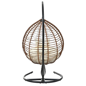 English Elm U_style Wicker Hanging Egg Chair with Stand Foldable Indoor Outdoor Swing Seat Brown+Beige N711P389502K