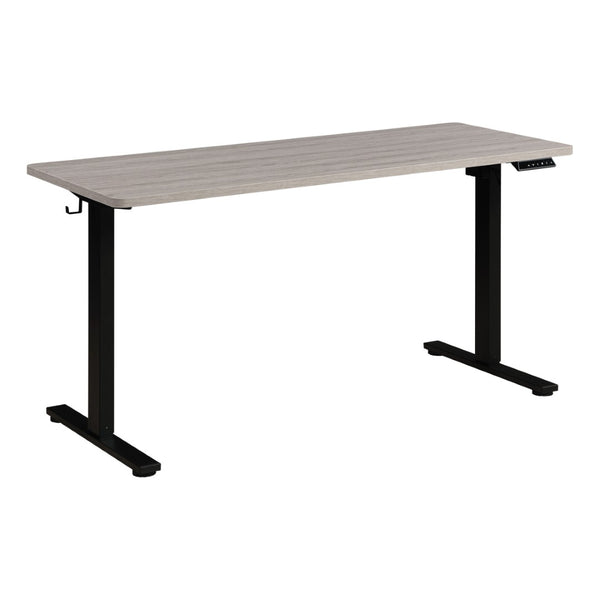 OSP Home Furnishings 59"w Sit to Stand Electric Desk with Memory Presets Steel Base and Built-in Storage Hook PMO6024B-LG