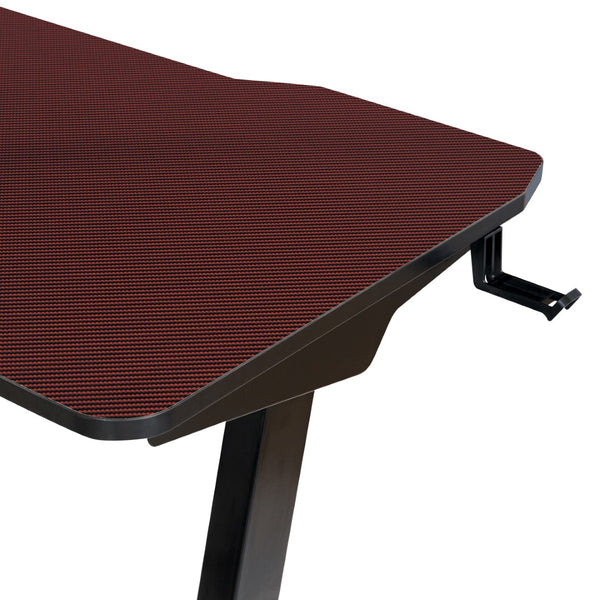 OSP Home Furnishings Arena 1337 Battlestation Gaming Desk Red Carbon Fiber/Black