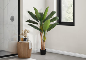 English Elm Artificial Eucalyptus Floor Plant 44" Tall in Sleek Black Pot with 1440 Lifelike Leaves, No Care Needed Green 64 L x 9 W x 9 H B2710P220053