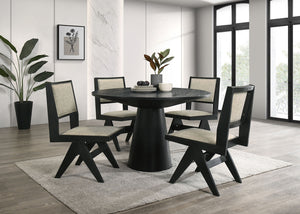 English Elm Contemporary 5Pc Dining Set With 48" Round Table & Gray Upholstered Chairs - Stylish Comfort For All! B2741S00016