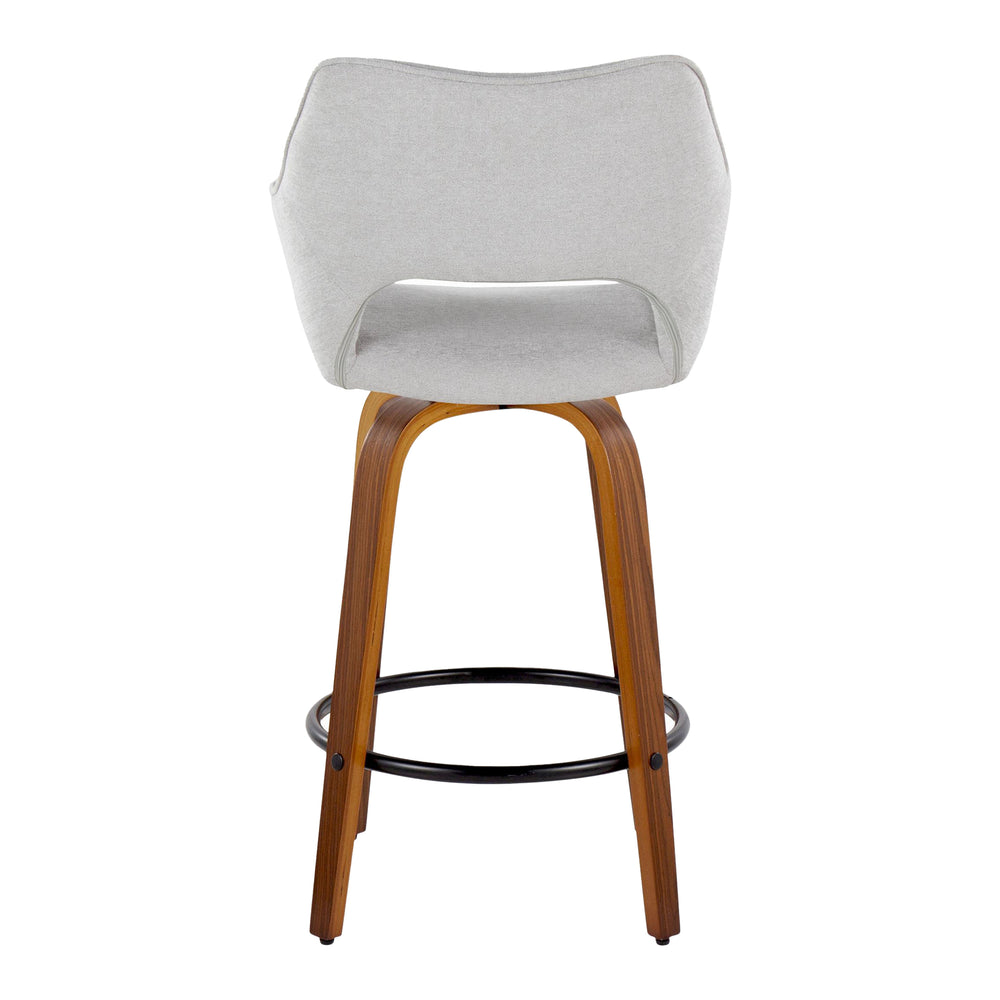 English Elm Mustang Contemporary 26" Fixed-Height Counter Stool with Swivel, Walnut Bentwood Legs & Fabric Upholstery Grey B202S00365