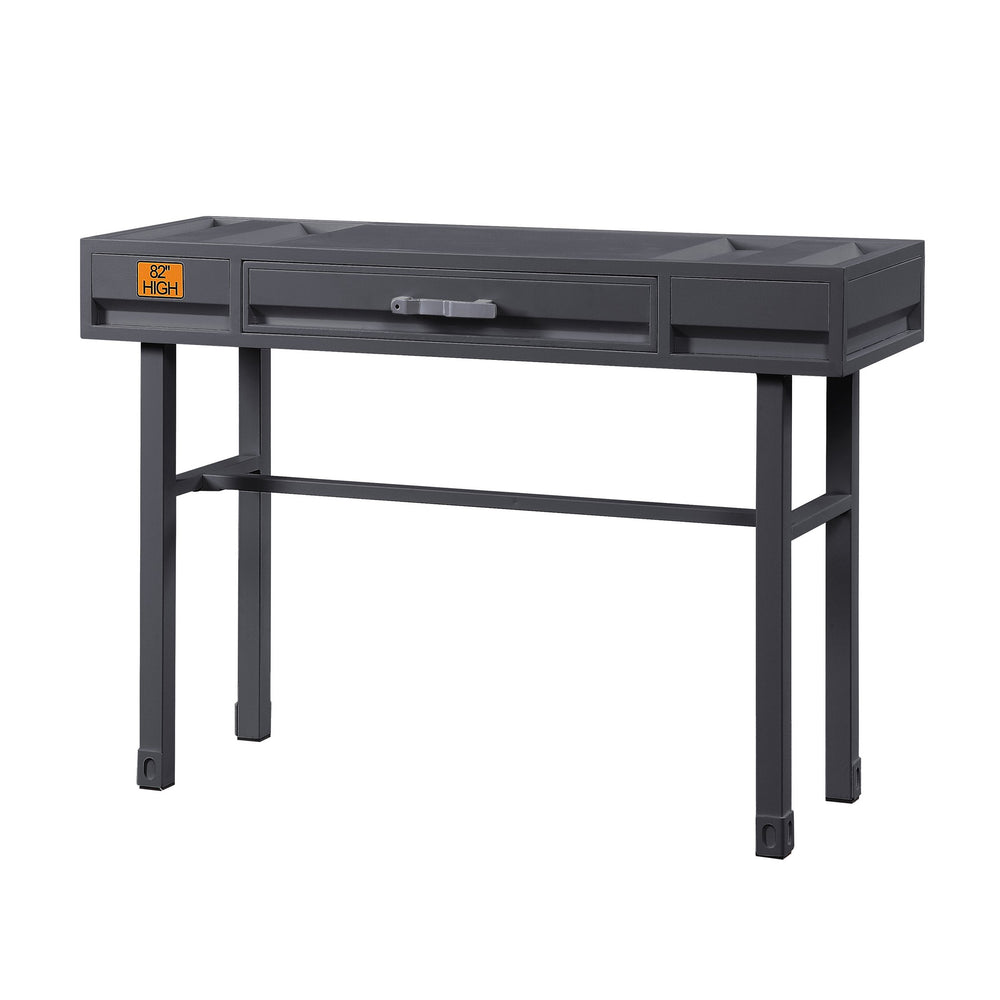 English Elm Gunmetal Industrial Writing Desk with Recessed Panel, Safety-Stop Drawer, Metal & Wood Accent, 47.5" Wide B062P185696