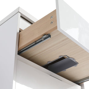English Elm 24" Freestanding Bathroom Vanity with White Resin Sink, Soft-Close Doors, Adjustable Shelf, Durable Plywood Finish Glossy White W999S00384