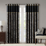 Madison Park Aubrey Traditional Jacquard Curtain Panel Pair MP40-693 Black