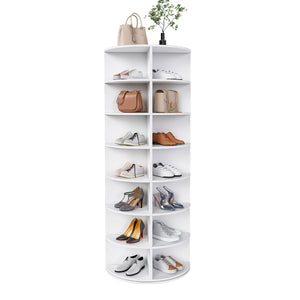 English Elm Rotating Seven Tier Shoe Tower Organizer Holds 28 Pairs with Spinning Base W2699P390457