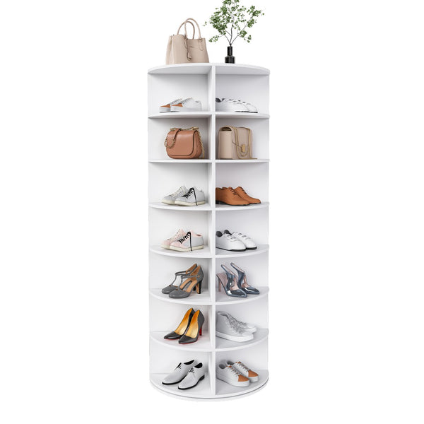 English Elm Rotating Seven Tier Shoe Tower Organizer Holds 28 Pairs with Spinning Base W2699P390457