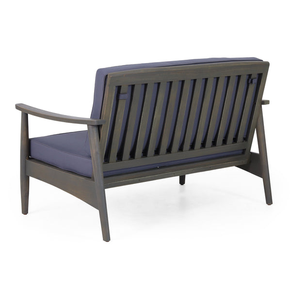 English Elm Christopher Knight Home® - Patio Loveseat And Coffee Table Set - Minimalist Acacia Wood Furniture For Relaxing Outdoor Spaces 68628.00GDGRY