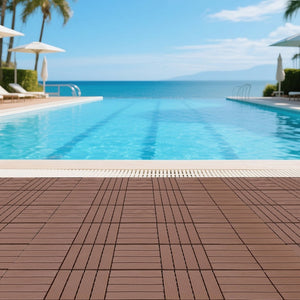 English Elm Plastic Snap Together Patio Deck Tiles Waterproof Polypropylene 44 Sq Ft Pool Area W3022P251839