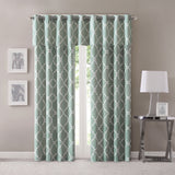 Madison Park Saratoga Modern/Contemporary Fretwork Print Grommet Top Window Valance MP41-2405 Seafoam/White