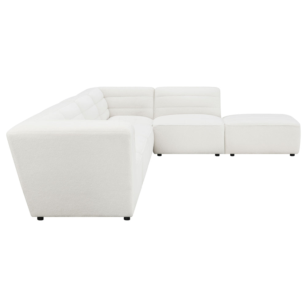 English Elm Nevve Low-Profile 6-Piece Tufted Sectional Sofa in Ivory Faux Sheepskin — Modular, Cozy, Chic Design B062S00990