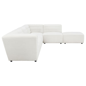 English Elm Nevve Low-Profile 6-Piece Tufted Sectional Sofa in Ivory Faux Sheepskin — Modular, Cozy, Chic Design B062S00990