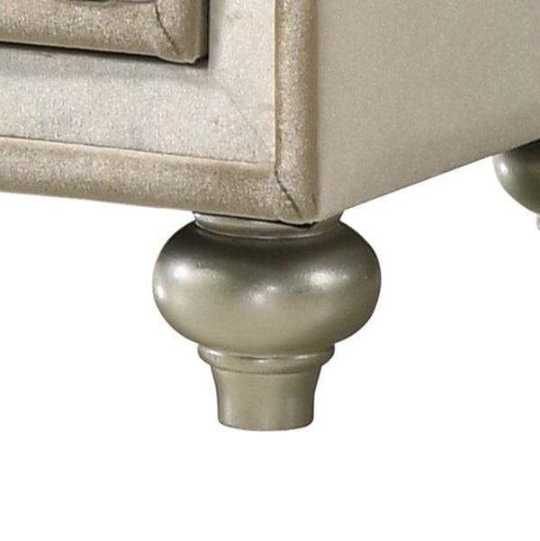 English Elm Lucienne Beige Velvet Nightstand with Tufted Velvet-Lined Drawers, 3-Drawer Luxe Accent Table, 70lb Top B2726P294448