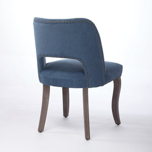 English Elm Wooden Modern Fabric Dining Chairs Set of 2 with Dual-Rebound Cushion & Curved Solid Wood Legs for Stylish Comfort Blue W1143P372914