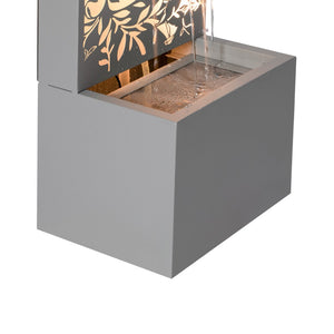 English Elm 30.71"h Gray Metal Leaf Panel Outdoor Wall Fountain with Led Backlit Cascade Spouts N765P355061G
