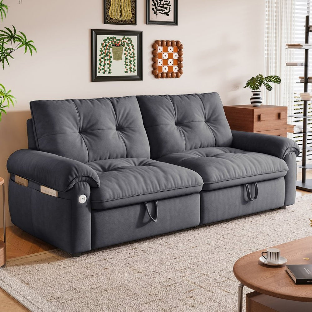 English Elm W3820s00014is Velvet Sleeper Sofa Convertible Guest Bed for Studio Apartments Grey W3820S00027