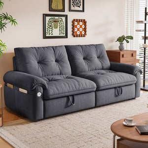 English Elm W3820s00014is Velvet Sleeper Sofa Convertible Guest Bed for Studio Apartments Grey W3820S00027