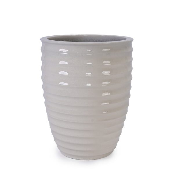 English Elm Ceramic Modern Planter - Elegant Milk White Flowerpot For Indoor & Outdoor Gardens, 21.46Cm W3273P326362