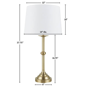JLA Home Hampton Hill - Table Aelorian Lamp 28"H Antique Brass with Off-White Empire Shade, LED Bulb, 2-Year Warranty Elegance MT153-0078