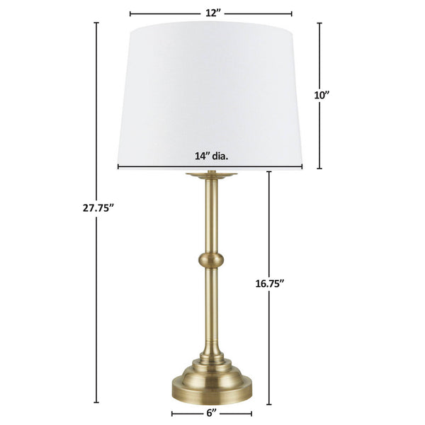 JLA Home Hampton Hill - Table Aelorian Lamp 28"H Antique Brass with Off-White Empire Shade, LED Bulb, 2-Year Warranty Elegance MT153-0078