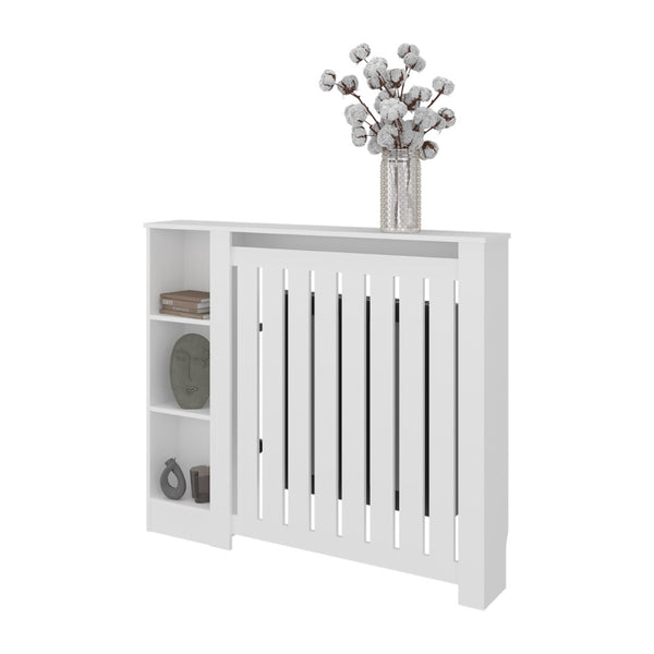 English Elm Radiator Cover Cabinet with Three Open Shelves White Finish Modern Living Room B097P369459
