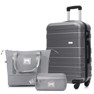 English Elm 3-piece Hardshell Abs Travel Set with Tsa Lock Spinner Wheels Duffel and Toiletry Bag Grey N726P439331Z