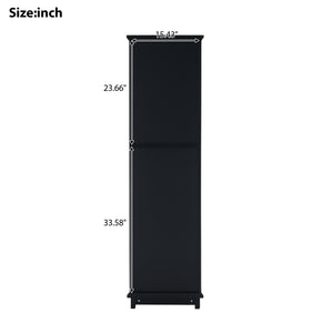 English Elm 63" Tall Bathroom Vanity Cabinet with Glass Doors, Two Drawers and Adjustable Shelves for Stylish Storage Black N729P171305B