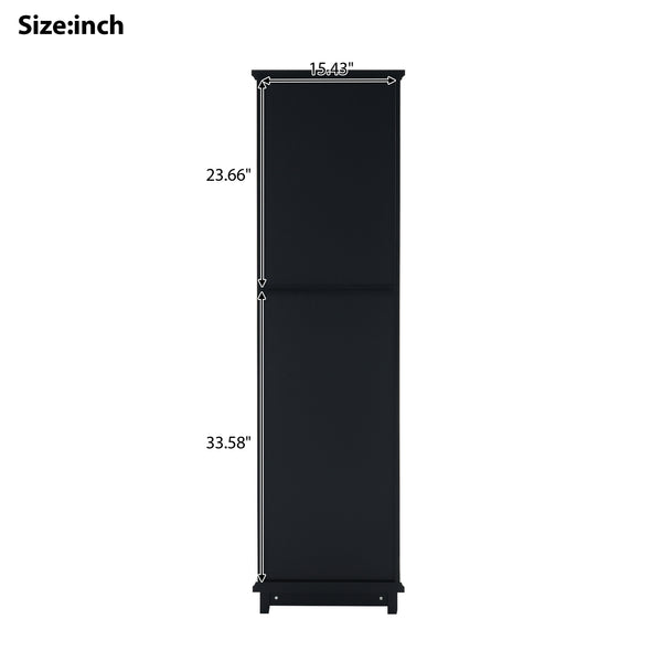 English Elm 63" Tall Bathroom Vanity Cabinet with Glass Doors, Two Drawers and Adjustable Shelves for Stylish Storage Black N729P171305B