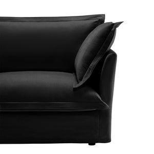 English Elm Slip-covered Plush Armchair with Deep Seat, High Back Cushions & Removable Chenille Cover, Cozy Black W3041P280846