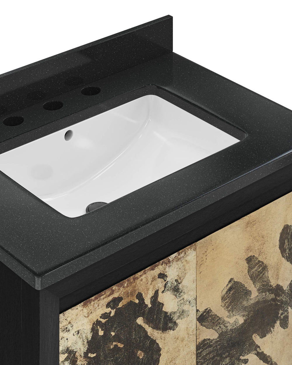 Currey & Company Karlson 36 Inch Black Granite Bathroom Vanity with Artisan Patterned Cabinet Doors 3800-0014