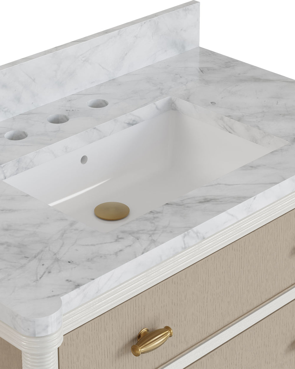 Currey & Company Aster 36 Inch Gray Bathroom Vanity Carrara Marble Top with Soft Close Drawers 3800-0018