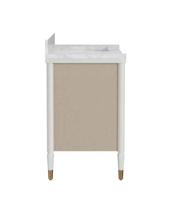 Currey & Company Aster 36 Inch Gray Bathroom Vanity Carrara Marble Top with Soft Close Drawers 3800-0018