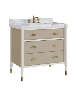 Currey & Company Aster 36 Inch Gray Bathroom Vanity Carrara Marble Top with Soft Close Drawers 3800-0018