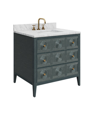Currey & Company Santos Mahogany Bathroom Vanity with Rattan Panels Undermount Sink Coastal Boho 3800-0019