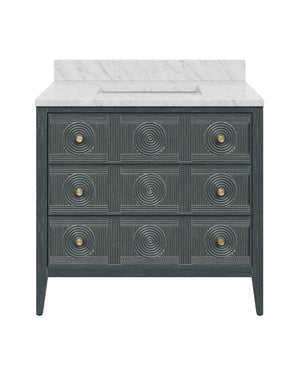 Currey & Company Santos Mahogany Bathroom Vanity with Rattan Panels Undermount Sink Coastal Boho 3800-0019