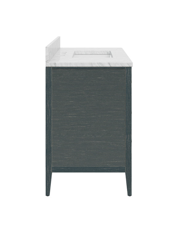 Currey & Company Santos Mahogany Bathroom Vanity with Rattan Panels Undermount Sink Coastal Boho 3800-0019
