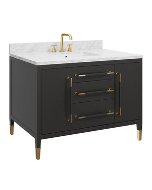 Currey & Company Verona 48 Inch Mahogany Bathroom Vanity Linen Wrapped with Gold Hardware Undermount Sink 3800-0020