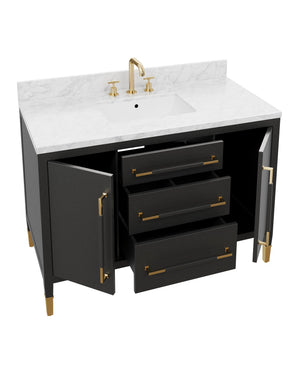Currey & Company Verona 48 Inch Mahogany Bathroom Vanity Linen Wrapped with Gold Hardware Undermount Sink 3800-0020