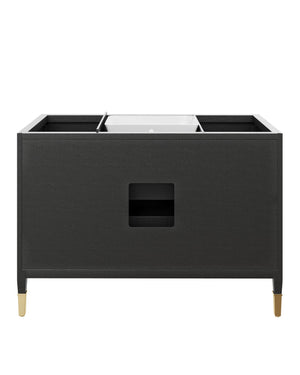 Currey & Company Verona 48 Inch Mahogany Bathroom Vanity Linen Wrapped with Gold Hardware Undermount Sink 3800-0020
