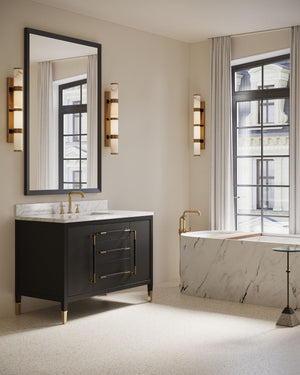 Currey & Company Verona 48 Inch Mahogany Bathroom Vanity Linen Wrapped with Gold Hardware Undermount Sink 3800-0020