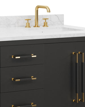 Currey & Company Verona 72 Inch Double Sink Bathroom Vanity with Linen Cabinet and Carrara Marble Top 3800-0021